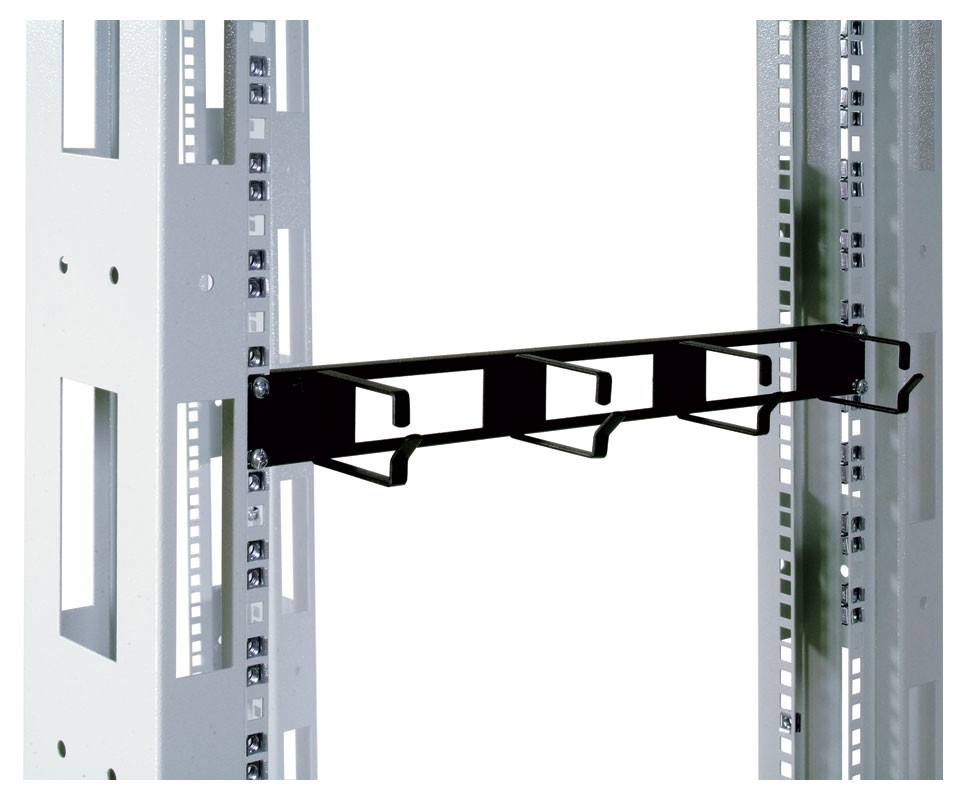 ЦМО Горизонтальный кабельный органайзер с окнами 19" 1U, 4 кольца, черный (ГКО-О-4.62-9005)