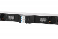 ЦМО Вертикальный блок розеток Rem-32 на 2 контура по 8 Schuko, 4 IEC 60320 C19 с авт., инд., 2 x 16 А, алюм., 33-38U, колодка (R-32-2x(8S-4C19-A-I)-1420-К)