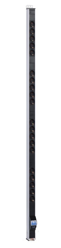 Вертикальный блок розеток Rem-16 с авт. 16А, 20 Schuko, 16A, алюм., 33-48U, колодка