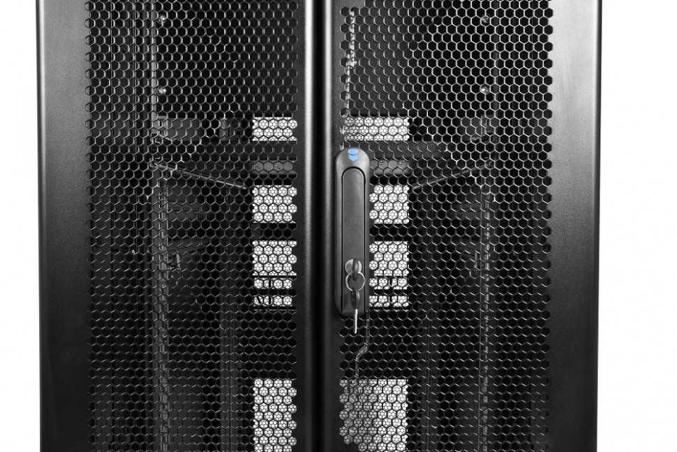 ЦМО Шкаф серверный ПРОФ напольный 42U (800x1000) дверь перфор., задние двойные перфор., черный, в сборе (ШТК-СП-42.8.10-48АА-9005)