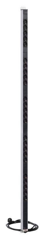 Вертикальный блок розеток Rem-16 с инд., 25 Schuko, 16A, алюм., 42-48U, шнур 3 м.