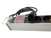 Блок розеток Rem-10 с выкл., 12 IEC 60320 C13, 10 A, алюм., 19&quot;, шнур 1.8 м. IEC 60320 C14