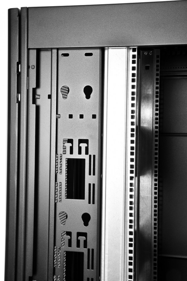 ЦМО Шкаф серверный ПРОФ напольный 48U (600x1000) дверь перфор., задние двойные перфор., черный, в сборе (ШТК-СП-48.6.10-48АА-9005) (1 коробка)