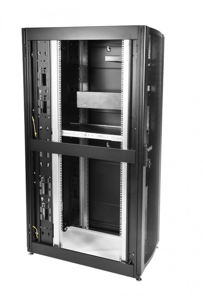 ЦМО Шкаф серверный ПРОФ напольный 48U (800x1000) дверь перфор., задние двойные перфор., черный, в сборе (ШТК-СП-48.8.10-48АА-9005)