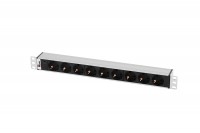 ЦМО Блок розеток Rem-10 без шнура с инд., 9 Schuko, вход IEC 60320 C14, 10A, алюм., 19&quot; (R-10-9S-I-440-Z)