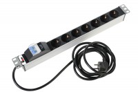 ЦМО Блок розеток Rem-16 с авт. 16А, 7 Shuko, алюм., 19&quot;, шнур 3 м. (R-16-7S-A-440-3)