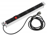 ЦМО Блок розеток Rem-16 с выкл., 9 IEC 60320 C13, 16A, алюм., 19&quot;, шнур 1,8 м. (R-16-9C13-V-440-1.8)